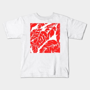 PALM LEAF RED TROPICAL PATTERN Kids T-Shirt